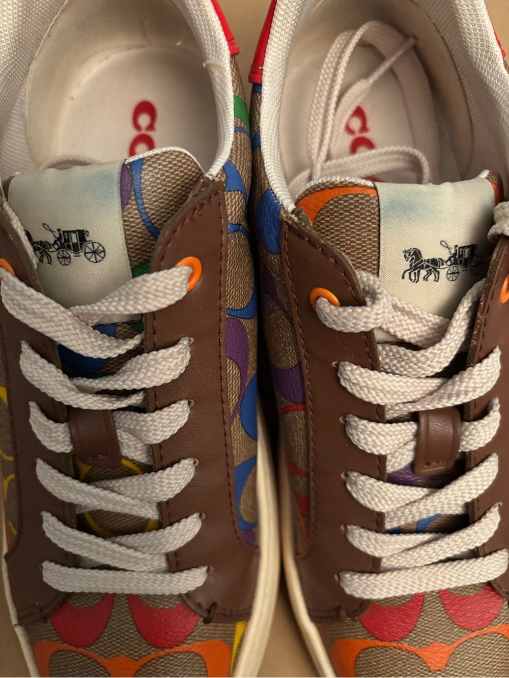 Coach Brown Multicolor Signature Low-Top Sneakers - Picture 5 of 7